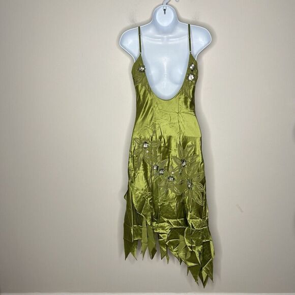 Vintage Sue Wong Nocturne Silk Dress Womens Size 2 Fairy 90s Y2K Asymmetric Hem - Picture 12 of 17